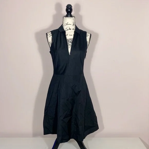 Theory Black Sleeveless Collared Black Mini Dress 2 - Picture 1 of 7